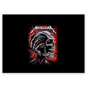 Поздравительная открытка с принтом Metallica в Санкт-Петербурге, 100% бумага | плотность бумаги 280 г/м2, матовая, на обратной стороне линовка и место для марки
 | Тематика изображения на принте: heavy metal | metal | metallica | группы | метал | металлика | музыка | рок | трэш метал | хєви метал
