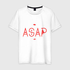 Мужская футболка хлопок с принтом ASAP ROCKY в Санкт-Петербурге, 100% хлопок | прямой крой, круглый вырез горловины, длина до линии бедер, слегка спущенное плечо. | 
