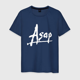Мужская футболка хлопок с принтом ASAP ROCKY в Санкт-Петербурге, 100% хлопок | прямой крой, круглый вырез горловины, длина до линии бедер, слегка спущенное плечо. | 
