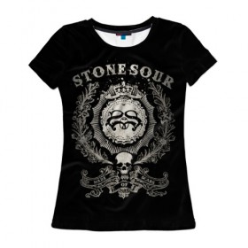 Женская футболка 3D с принтом Stone Sour в Санкт-Петербурге, 100% полиэфир ( синтетическое хлопкоподобное полотно) | прямой крой, круглый вырез горловины, длина до линии бедер | 