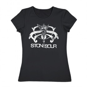 Женская футболка хлопок с принтом Stone Sour в Санкт-Петербурге, 100% хлопок | прямой крой, круглый вырез горловины, длина до линии бедер, слегка спущенное плечо | metal | rock | slipknot | stone sour | альтернатива | группы | кори тейлор | метал | музыка | ню метал | рок
