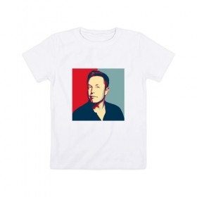 Детская футболка хлопок с принтом Elon Musk color в Санкт-Петербурге, 100% хлопок | круглый вырез горловины, полуприлегающий силуэт, длина до линии бедер | 