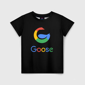 Детская футболка 3D с принтом GOOSE в Санкт-Петербурге, 100% гипоаллергенный полиэфир | прямой крой, круглый вырез горловины, длина до линии бедер, чуть спущенное плечо, ткань немного тянется | Тематика изображения на принте: android | google | gussi | андройд | гуси