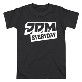 Мужская футболка хлопок с принтом JDM EVERYDAY в Санкт-Петербурге, 100% хлопок | прямой крой, круглый вырез горловины, длина до линии бедер, слегка спущенное плечо. | Тематика изображения на принте: jdm | jdm каждый день | jdmeveryday