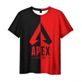 Мужская футболка 3D с принтом APEX LEGENDS RED в Санкт-Петербурге, 100% полиэфир | прямой крой, круглый вырез горловины, длина до линии бедер | apex | legend | legends | titanfall | апекс | арех | бангалор | бладхаунд | верхушки | гибралтар | каустик | лайфлайн | легенда | легенды | ледженд | леджендс | мираж | орех | рэйф | титанфол