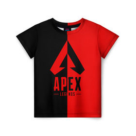 Детская футболка 3D с принтом APEX LEGENDS RED в Санкт-Петербурге, 100% гипоаллергенный полиэфир | прямой крой, круглый вырез горловины, длина до линии бедер, чуть спущенное плечо, ткань немного тянется | apex | legend | legends | titanfall | апекс | арех | бангалор | бладхаунд | верхушки | гибралтар | каустик | лайфлайн | легенда | легенды | ледженд | леджендс | мираж | орех | рэйф | титанфол