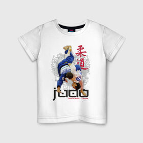 Детская футболка хлопок с принтом Judo в Санкт-Петербурге, 100% хлопок | круглый вырез горловины, полуприлегающий силуэт, длина до линии бедер | борьба | единоборства | спорт