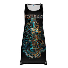 Платье-майка 3D с принтом Meshuggah в Санкт-Петербурге, 100% полиэстер | полуприлегающий силуэт, широкие бретели, круглый вырез горловины, удлиненный подол сзади. | Тематика изображения на принте: djent | jens kidman | meshuggah | metal | грув метал | группы | метал | мешуга | музыка | рок