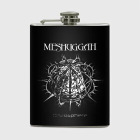 Фляга с принтом Meshuggah в Санкт-Петербурге, металлический корпус | емкость 0,22 л, размер 125 х 94 мм. Виниловая наклейка запечатывается полностью | Тематика изображения на принте: djent | jens kidman | meshuggah | metal | грув метал | группы | метал | мешуга | музыка | рок