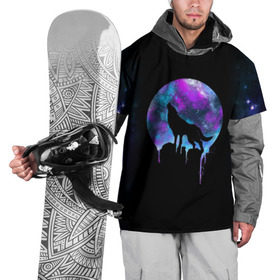 Накидка на куртку 3D с принтом волк на фоне луны в Санкт-Петербурге, 100% полиэстер |  | Тематика изображения на принте: wolf | волк | галактика | звезды | кайот | космос | луна | млечный путь | ночь | собака
