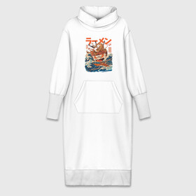 Платье удлиненное хлопок с принтом Great Ramen off Kanagawa в Санкт-Петербурге,  |  | kanagawa | ramen | аниме | большая волна в канагаве | рамен | рамен в канагаве