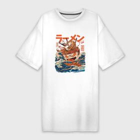 Платье-футболка хлопок с принтом Great Ramen off Kanagawa в Санкт-Петербурге,  |  | kanagawa | ramen | аниме | большая волна в канагаве | рамен | рамен в канагаве