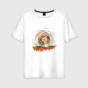 Женская футболка хлопок Oversize с принтом The Geometry of Sunrise в Санкт-Петербурге, 100% хлопок | свободный крой, круглый ворот, спущенный рукав, длина до линии бедер
 | геометрия | солнце