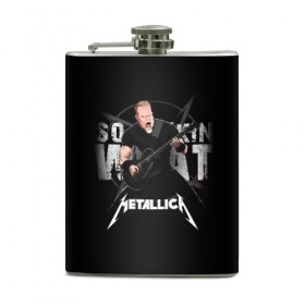 Фляга с принтом Metallica в Санкт-Петербурге, металлический корпус | емкость 0,22 л, размер 125 х 94 мм. Виниловая наклейка запечатывается полностью | Тематика изображения на принте: 