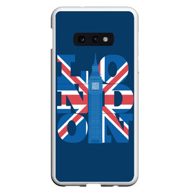 Чехол для Samsung S10E с принтом London в Санкт-Петербурге, Силикон | Область печати: задняя сторона чехла, без боковых панелей | Тематика изображения на принте: city | england | flag | london | symbol | tow | uk | англия | башня | биг бен | великобритания | город | городской | графика | жёлтое | закат | иллюстрация | искусство | лондон | мода | молодёжная | небо | рисунок | символ