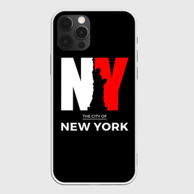 Чехол для iPhone 12 Pro с принтом New York City в Санкт-Петербурге, силикон | область печати: задняя сторона чехла, без боковых панелей | Тематика изображения на принте: america | city | large | liberty | new york | sculpture | statue | symbol | usa | америка | большие | буквы | город | графика | жизни | иллюстрация | искусство | мода | нью йорк | рисунок | свободы | силуэт | символ | скульптура | статуя