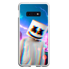 Чехол для Samsung S10E с принтом Marshmello Glitch в Санкт-Петербурге, Силикон | Область печати: задняя сторона чехла, без боковых панелей | Тематика изображения на принте: christopher | comstock | dj | dotcom | fortnite | friends | glitch | marshmallow | marshmello | usa | глитч | диджей | друзья | зефир | комсток | крис | мармелад | маршмэллоу | молнии | музыка | продюсер | сша | фортнайт | хаус | электро