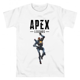 Мужская футболка хлопок с принтом Pathfinder в Санкт-Петербурге, 100% хлопок | прямой крой, круглый вырез горловины, длина до линии бедер, слегка спущенное плечо. | Тематика изображения на принте: apex | apex legends | legends | pathfinder | titanfall | titanfall apex legends | апекс | апекс ледженс | пасфайндер | титанфол | титанфолл легендс