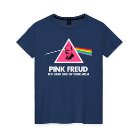 Женская футболка хлопок с принтом Pink Freud в Санкт-Петербурге, 100% хлопок | прямой крой, круглый вырез горловины, длина до линии бедер, слегка спущенное плечо | Тематика изображения на принте: pink freud | sigmund freud | зигмунд фрейд | фрейд