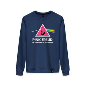 Женский свитшот хлопок с принтом Pink Freud в Санкт-Петербурге, 100% хлопок | прямой крой, круглый вырез, на манжетах и по низу широкая трикотажная резинка  | pink freud | sigmund freud | зигмунд фрейд | фрейд