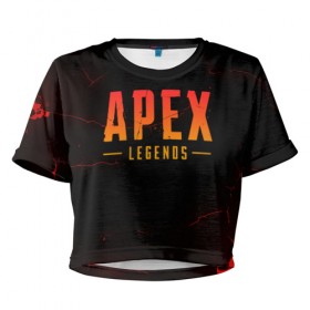 Женская футболка Cropp-top с принтом APEX LEGENDS в Санкт-Петербурге, 100% полиэстер | круглая горловина, длина футболки до линии талии, рукава с отворотами | apex | apex legends | battle | battle royal | titanfall | апекс | апекс легендс | батл рояль | битва | война | королевская битва