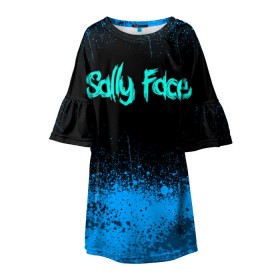 Детское платье 3D с принтом Sally Face (19) в Санкт-Петербурге, 100% полиэстер | прямой силуэт, чуть расширенный к низу. Круглая горловина, на рукавах — воланы | Тематика изображения на принте: face | fisher | larry johnson | mask | sally | sally face | sally fisher | демоны | духи | маска | призраки | салли | салли фейс | салли фишер | фейс