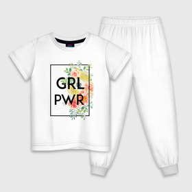 Детская пижама хлопок с принтом GRL PWR в Санкт-Петербурге, 100% хлопок |  брюки и футболка прямого кроя, без карманов, на брюках мягкая резинка на поясе и по низу штанин
 | 8 марта | feminism | girl power | like a girl | venus | весна | женщины | международный женский день | подарок | феминизм