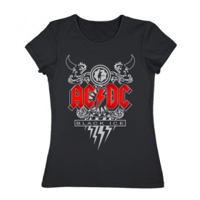 Женская футболка хлопок с принтом AC/DC в Санкт-Петербурге, 100% хлопок | прямой крой, круглый вырез горловины, длина до линии бедер, слегка спущенное плечо | ac dc | acdc | группы | метал | музыка | рок | хард рок | эйси диси | эйсидиси