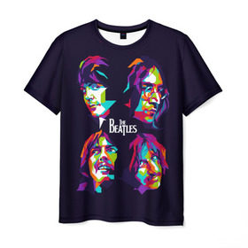Мужская футболка 3D с принтом The Beatles в Санкт-Петербурге, 100% полиэфир | прямой крой, круглый вырез горловины, длина до линии бедер | Тематика изображения на принте: beatles | the beatles | битлз | битлс | битлы | группы | джон леннон | джордж харрисон | легенды | музыка | пол маккартни | ринго старр | рок