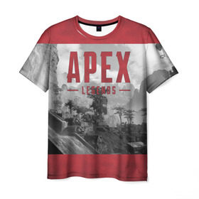 Мужская футболка 3D с принтом APEX LEGENDS (2 стороны) в Санкт-Петербурге, 100% полиэфир | прямой крой, круглый вырез горловины, длина до линии бедер | apex | legend | legends | titanfall | апекс | арех | бангалор | бладхаунд | верхушки | гибралтар | каустик | лайфлайн | легенда | легенды | ледженд | леджендс | мираж | орех | рэйф | титанфол
