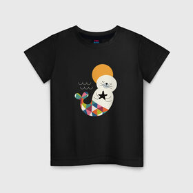 Детская футболка хлопок с принтом Морской Котик в Санкт-Петербурге, 100% хлопок | круглый вырез горловины, полуприлегающий силуэт, длина до линии бедер | 