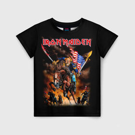 Детская футболка 3D с принтом Iron Maiden в Санкт-Петербурге, 100% гипоаллергенный полиэфир | прямой крой, круглый вырез горловины, длина до линии бедер, чуть спущенное плечо, ткань немного тянется | heavy metal | iron maiden | metal | айрон мейден | группы | метал | музыка | рок | хеви метал