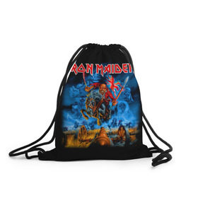 Рюкзак-мешок 3D с принтом Iron Maiden в Санкт-Петербурге, 100% полиэстер | плотность ткани — 200 г/м2, размер — 35 х 45 см; лямки — толстые шнурки, застежка на шнуровке, без карманов и подкладки | heavy metal | iron maiden | metal | айрон мейден | группы | метал | музыка | рок | хеви метал