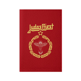 Обложка для паспорта матовая кожа с принтом Judas Priest в Санкт-Петербурге, натуральная матовая кожа | размер 19,3 х 13,7 см; прозрачные пластиковые крепления | judas priest | metal | rock | группы | метал | музыка | рок | хард рок | хэви метал