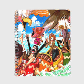 Тетрадь с принтом One Piece в Санкт-Петербурге, 100% бумага | 48 листов, плотность листов — 60 г/м2, плотность картонной обложки — 250 г/м2. Листы скреплены сбоку удобной пружинной спиралью. Уголки страниц и обложки скругленные. Цвет линий — светло-серый
 | anime | asian | asiatic | big | cat | crow | giant | hat | huge | japonese | karasu | kyojin | manga | neko | one piece | oppai | oriental | power | powerful | tophat | weapon | woma | аниме | манга | япония
