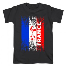 Мужская футболка хлопок с принтом Франция в Санкт-Петербурге, 100% хлопок | прямой крой, круглый вырез горловины, длина до линии бедер, слегка спущенное плечо. | 