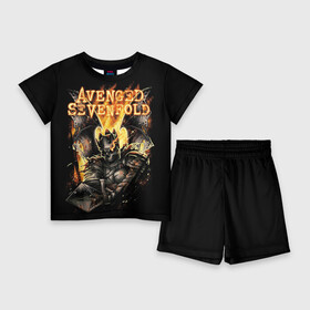 Детский костюм с шортами 3D с принтом Avenged Sevenfold в Санкт-Петербурге,  |  | a7x | avenged sevenfold | heavy metal | metal | группы | метал | музыка | прогрессивный метал | рок | хард рок | хэви метал