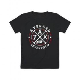 Детская футболка хлопок с принтом Avenged Sevenfold в Санкт-Петербурге, 100% хлопок | круглый вырез горловины, полуприлегающий силуэт, длина до линии бедер | a7x | avenged sevenfold | heavy metal | metal | группы | метал | музыка | прогрессивный метал | рок | хард рок | хэви метал