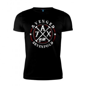 Мужская футболка премиум с принтом Avenged Sevenfold в Санкт-Петербурге, 92% хлопок, 8% лайкра | приталенный силуэт, круглый вырез ворота, длина до линии бедра, короткий рукав | a7x | avenged sevenfold | heavy metal | metal | группы | метал | музыка | прогрессивный метал | рок | хард рок | хэви метал
