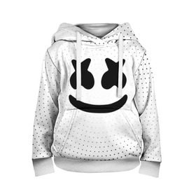 Детская толстовка 3D с принтом MARSHMELLO в Санкт-Петербурге, 100% полиэстер | двухслойный капюшон со шнурком для регулировки, мягкие манжеты на рукавах и по низу толстовки, спереди карман-кенгуру с мягким внутренним слоем | marsh | marshmallow | marshmello | marshmelo | mello | music | smile | диджей | лого | маршмеллов | маршмеллоу | маршмеллу | маршмело | маршмелов | маршмелоу | музыка | музыкант | рожица | трэп | улыбка | хаус