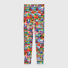 Леггинсы 3D с принтом ФЛАГИ в Санкт-Петербурге, 80% полиэстер, 20% эластан | Эластичный пояс, зауженные к низу, низкая посадка | pattern | материки | мир | паттерн | страны | текстура | флаги | флаги мира | флажки