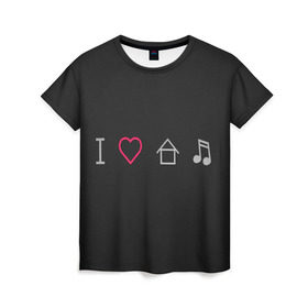 Женская футболка 3D с принтом Музыка Спасет Мир Любовь в Санкт-Петербурге, 100% полиэфир ( синтетическое хлопкоподобное полотно) | прямой крой, круглый вырез горловины, длина до линии бедер | быть | дом | любимым | любить | люблю | мир | музыка | спасет
