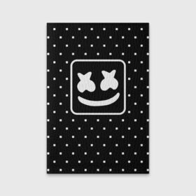 Обложка для паспорта матовая кожа с принтом MARSHMELLO в Санкт-Петербурге, натуральная матовая кожа | размер 19,3 х 13,7 см; прозрачные пластиковые крепления | marsh | marshmallow | marshmello | marshmelo | mello | music | smile | диджей | лого | маршмеллов | маршмеллоу | маршмеллу | маршмело | маршмелов | маршмелоу | музыка | музыкант | рожица | трэп | улыбка | хаус