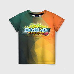 Детская футболка 3D с принтом beyblade логотип в Санкт-Петербурге, 100% гипоаллергенный полиэфир | прямой крой, круглый вырез горловины, длина до линии бедер, чуть спущенное плечо, ткань немного тянется | beyblade | beyblade burst | tomy beyblade | бейблэйд бердс | бейблэйд берст