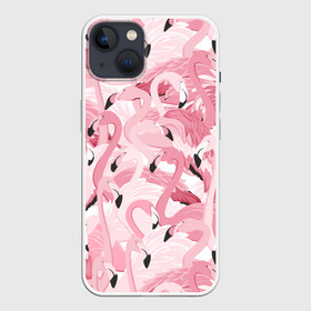 Чехол для iPhone 13 с принтом Фламинго в Санкт-Петербурге,  |  | birds | drawing | fashion | feathers | flamingo | graphics | illustration | picture | pink | stand | style | wings | youth | графика | иллюстрация | картинка | клюв | красивые | крылья | мода | молодежная | перья | птицы | рисунок | розовый | стиль | стоя