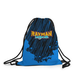 Рюкзак-мешок 3D с принтом RAYMAN LEGENDS в Санкт-Петербурге, 100% полиэстер | плотность ткани — 200 г/м2, размер — 35 х 45 см; лямки — толстые шнурки, застежка на шнуровке, без карманов и подкладки | legends rayman. | rayman | rayman legends | rayman legends ps4 | rayman origins