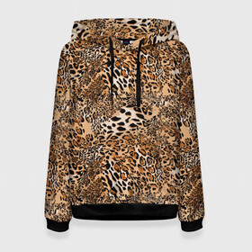 Женская толстовка 3D с принтом Леопард в Санкт-Петербурге, 100% полиэстер  | двухслойный капюшон со шнурком для регулировки, мягкие манжеты на рукавах и по низу толстовки, спереди карман-кенгуру с мягким внутренним слоем. | camouflage | cat | disguise | fashion | illustration | jungle | leopard | predator | skin | spots | style | wild | youth | графика | джунгли | дикий | иллюстрация | камуфляж | картинка | кошка | леопард | маскировка | мода | молодежная | пятна | рисунок |