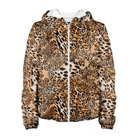 Женская куртка 3D с принтом Леопард в Санкт-Петербурге, ткань верха — 100% полиэстер, подклад — флис | прямой крой, подол и капюшон оформлены резинкой с фиксаторами, два кармана без застежек по бокам, один большой потайной карман на груди. Карман на груди застегивается на липучку | camouflage | cat | disguise | fashion | illustration | jungle | leopard | predator | skin | spots | style | wild | youth | графика | джунгли | дикий | иллюстрация | камуфляж | картинка | кошка | леопард | маскировка | мода | молодежная | пятна | рисунок |