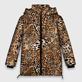 Женская зимняя куртка 3D с принтом Леопард в Санкт-Петербурге, верх — 100% полиэстер; подкладка — 100% полиэстер; утеплитель — 100% полиэстер | длина ниже бедра, силуэт Оверсайз. Есть воротник-стойка, отстегивающийся капюшон и ветрозащитная планка. 

Боковые карманы с листочкой на кнопках и внутренний карман на молнии | camouflage | cat | disguise | fashion | illustration | jungle | leopard | predator | skin | spots | style | wild | youth | графика | джунгли | дикий | иллюстрация | камуфляж | картинка | кошка | леопард | маскировка | мода | молодежная | пятна | рисунок |