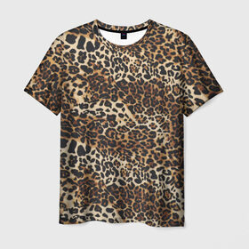 Мужская футболка 3D с принтом Леопард в Санкт-Петербурге, 100% полиэфир | прямой крой, круглый вырез горловины, длина до линии бедер | Тематика изображения на принте: camouflage | cat | disguise | fashion | illustration | jungle | leopard | predator | skin | spots | style | wild | youth | графика | джунгли | дикий | иллюстрация | камуфляж | картинка | кошка | леопард | маскировка | мода | молодежная | пятна | рисунок |